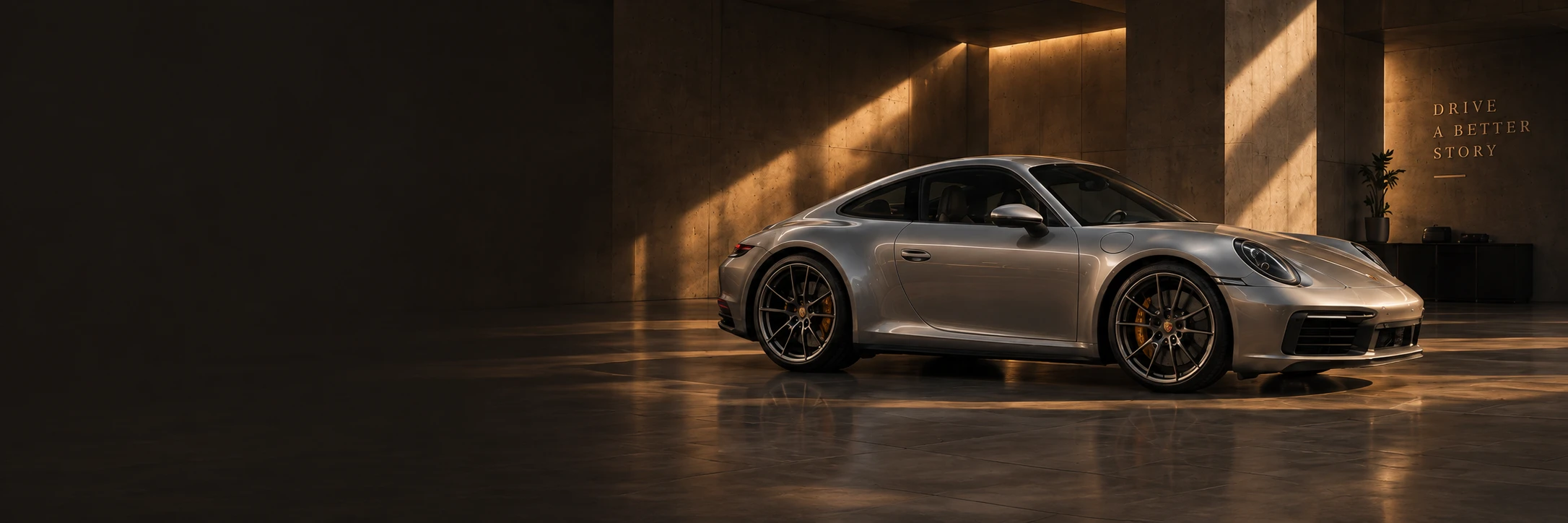 Porsche 911 w showroomie — wizualizacja